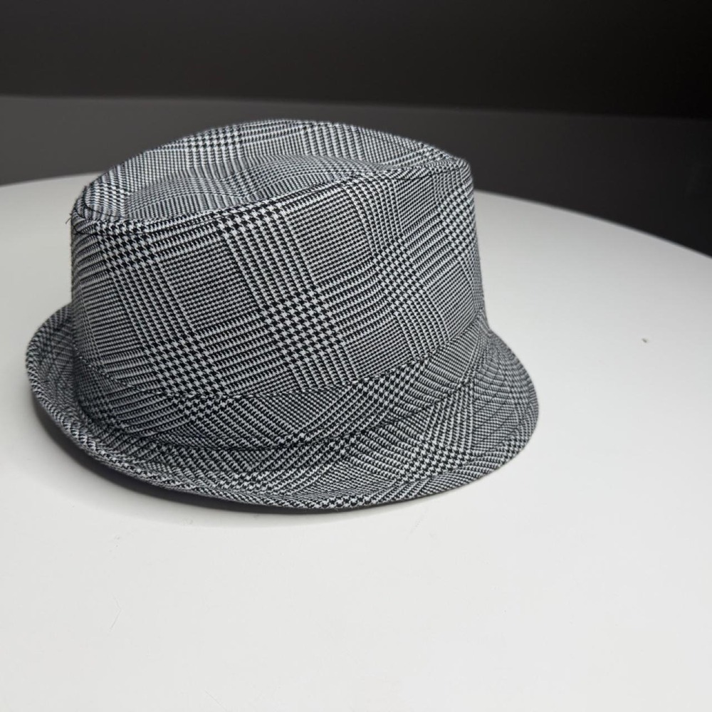 Black & White Plaid Fedora Hat Paisley Lined Y2K Indie Sleaze Academia